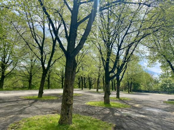 Park, in welchem sich der alte Bahnhof befindet