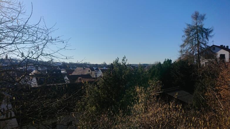 Blick auf die Dächer des Marktes Au vom Bockerlradweg