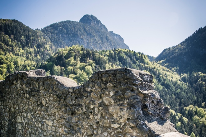 Mauer der Burgruine Karlstein
