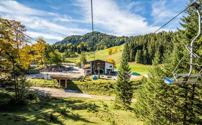 Die Talstation, Ausgangspunkt zur Auffahrt oder Wanderung zum Hirschkaser