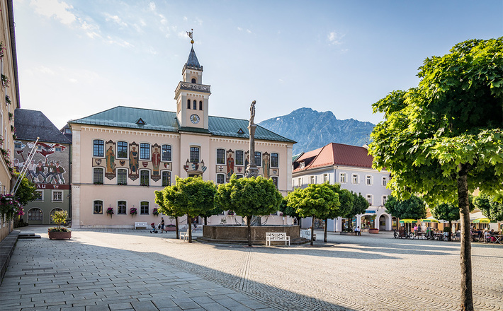 Der Wittelsbacherbrunnen vor dem Rathaus