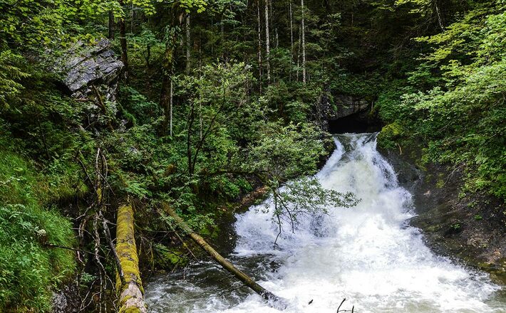 Die Quellhöhle des Schwarbachs am Fuß der Reiter Alm