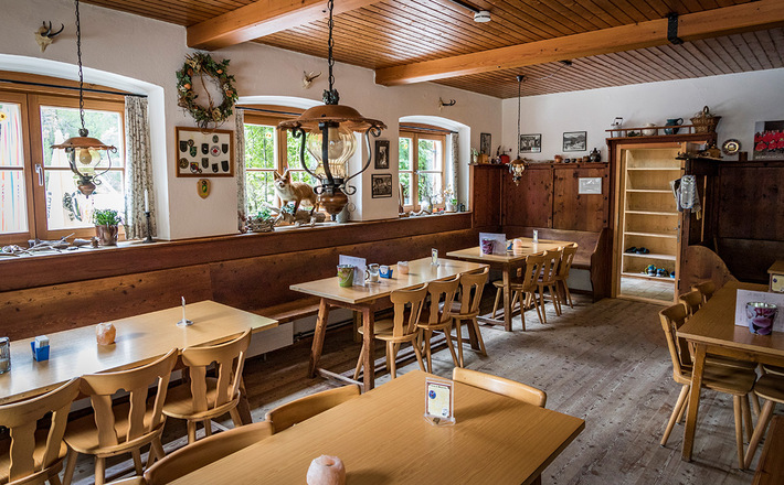 Die Gaststube der Wimbachgrieshütte