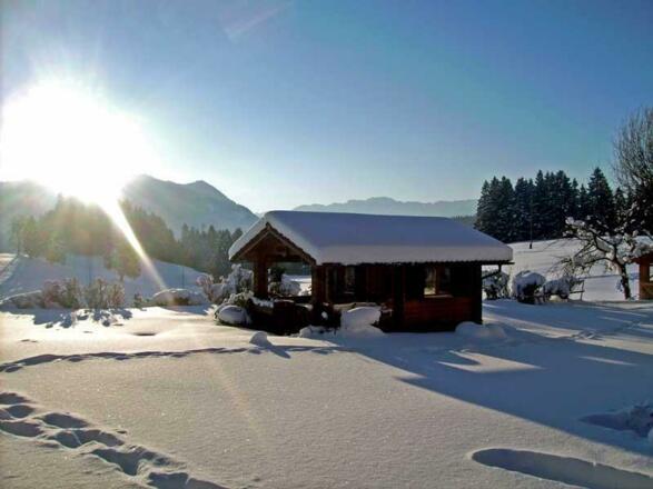 Gartenhäuschen im Winter