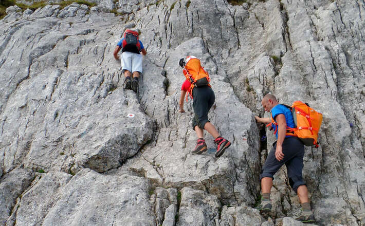 Kletterstelle auf dem Weg zum Hochkalter