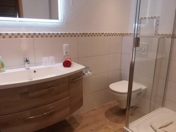 neues Bad mit Glasdusche / Wohnung Falken