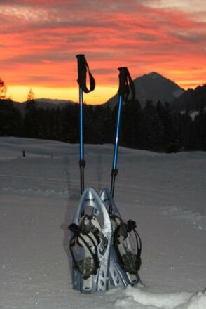 Schneeschuh Sonnenuntergang © Almhof