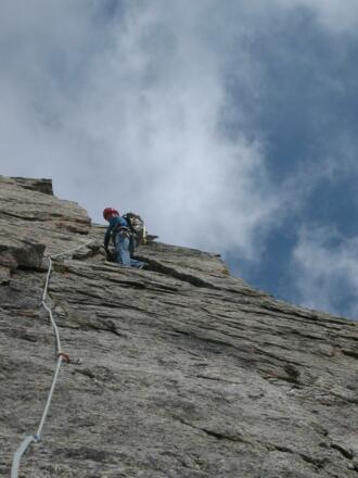 Plattenkletterei in der sechsten SL