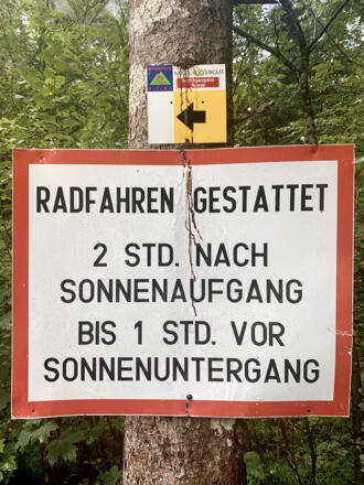 Radfahren gestattet auf der Durchgangalm Runde
