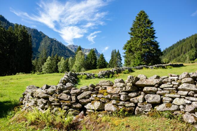 Trockensteinmauer auf der Rüti St. Gallenkirch