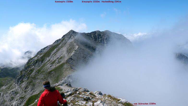 Schrocken 2289m, Südblick zur weiteren Tour