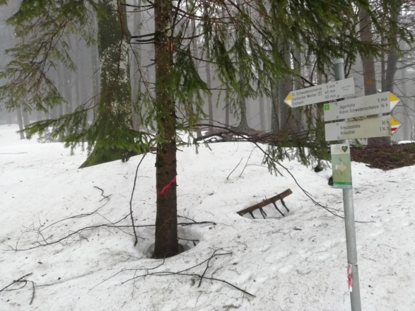 Wanderschilder bei der Jägerhütte