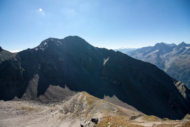 Blick zum deutlich schwereren Hairlacher Seekopf SW Grat