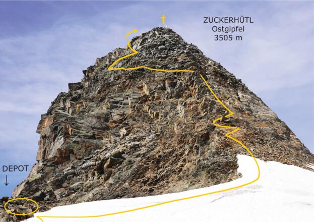 Zuckerhütl Ostgipfel mit Route
