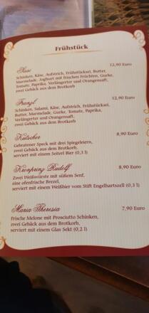 Cafe \"Sissi\" Speisekarte