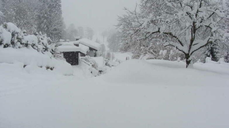 Viel Schnee im Garten