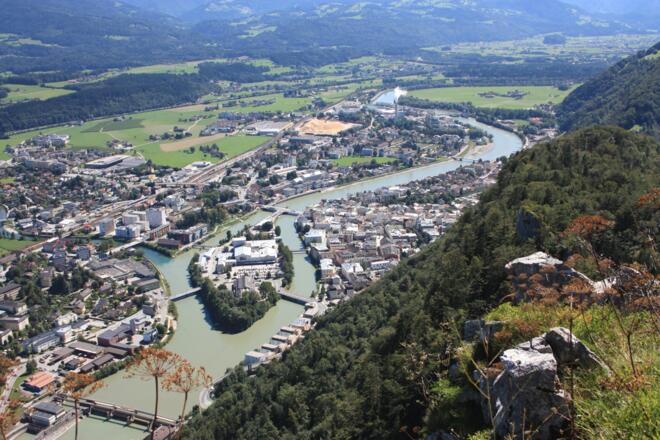 Ausblick vom Kleinen Barmstein auf Hallein