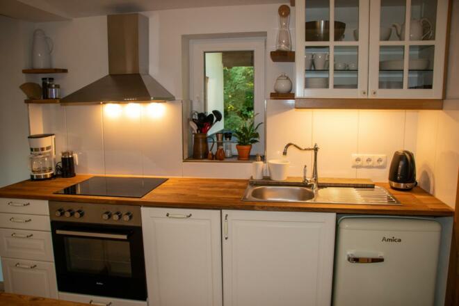 Küche in der Ferienwohnung Oachkatzl