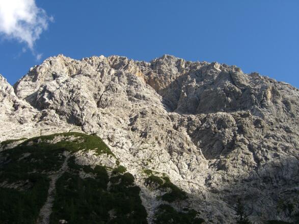Am Start der Tour auf der Reintalangerhütte - gewaltig thront hier der Hochwanner