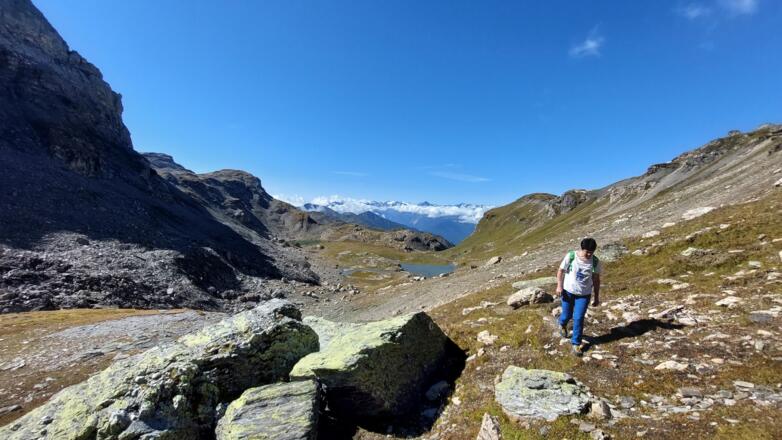 Kurz vor der Tarntaler Scharte. Blick zurück ins Untere Tarntal.