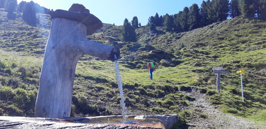 Die Weggabelung bei der Largozalm. Über den Weg rechts ("Haneburger") werden wir zurückkommen.