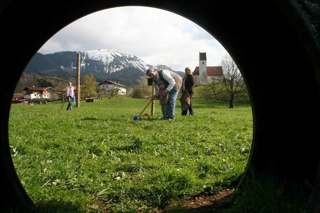 Eines der Ziele, die es beim Bauerngolf zu treffen gilt.