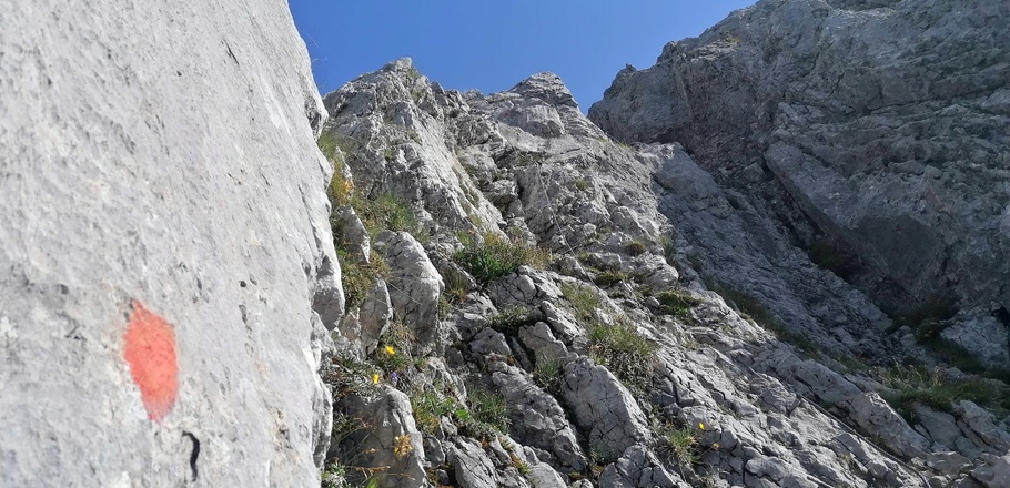 Seilversicherte Kletterpassage