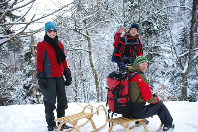 Schlittenfahrer bereit zur Abfahrt.