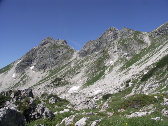 Blick auf den Hindelanger Klettersteig.