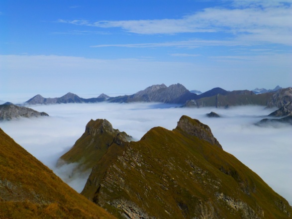 Blick vom Laufbacher Eck über den Salober und Giebel (Hintersteiner Tal)