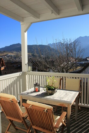 Blick vom Balkon im Herbst