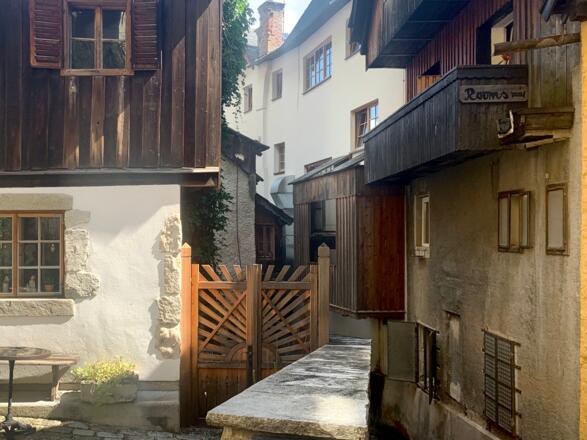 Hallstatt Häuser am Mühlbach