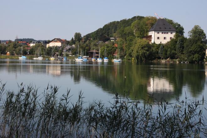 Das Schloss Mattsee liegt idyllisch auf einer kleinen Landzunge mitten im See.