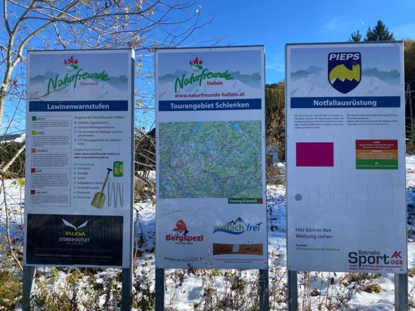 Toureninfo unterhalb der Halleiner Hütte beim Startpunkt