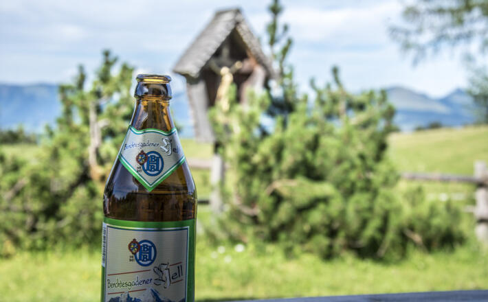 Berchtesgadener Bier auf der Rossfeld-Alm