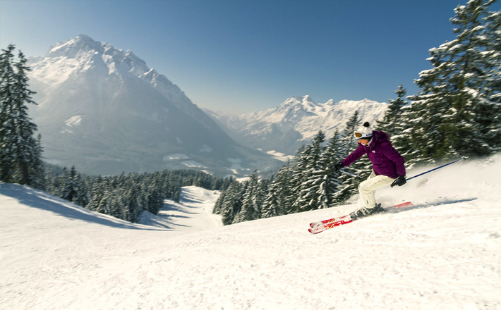 Blick von der Piste auf den Hochkalter