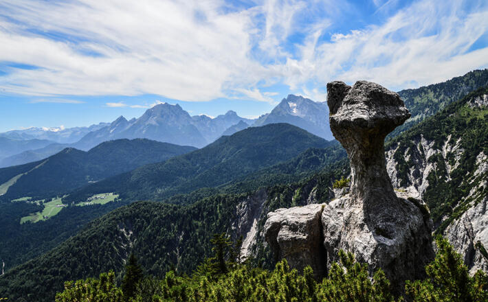 Aussicht von der Steinerne Agnes zu Watzmann und Hochkalter