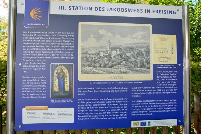Informationstafel am Jakobsweg in Freising