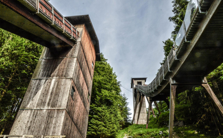 Blick zu den beiden großen Schanzen