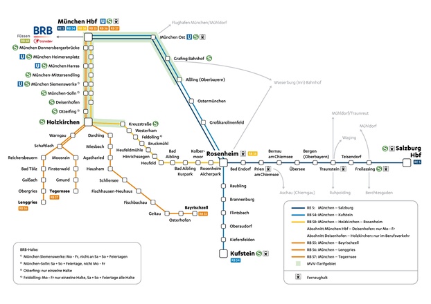 BRB Streckennetz - Netz Oberland und Chiemgau-Inntal