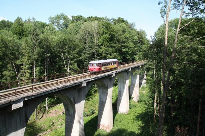 Triebwagen auf Ameranger Viadukt