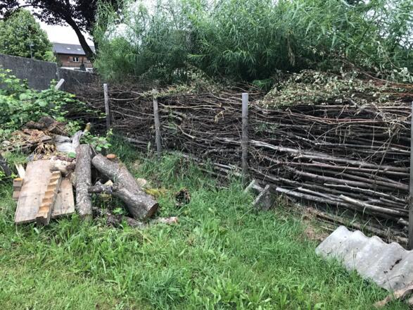 Benjeshecke und Holzhaufen