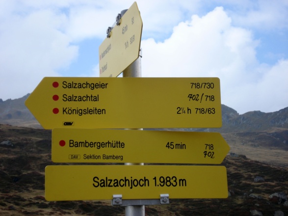 Wegweiser Salzachjoch