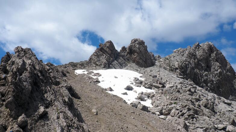Ödkarsattel 2596m mit Leitmeritzerspitzen 2643m