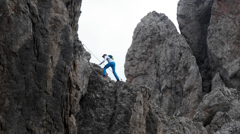 Am Normalweg Rückblick beim Abstieg