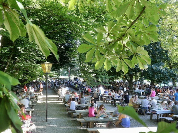 ayerische Gemütlichkeit unter Kastanienbäumen - der Biergarten Schloßallee Haag