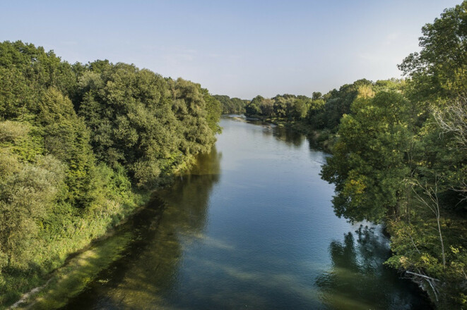 Blick auf die Isar - Isarauen zwischen Hangenham und Moosburg