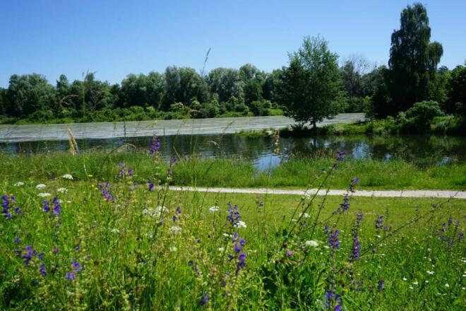 Blick zum Innspitz - dort fließen Mangfall und Inn zusammen