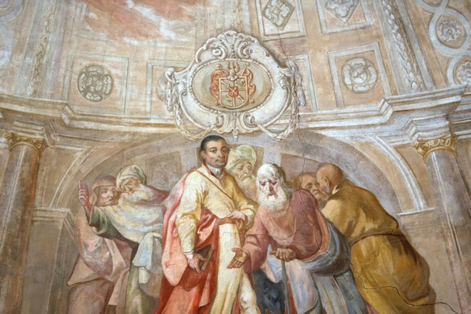 malerische Deckenansicht von Abt Joseph in der Kirche St. Joseph in Allershausen