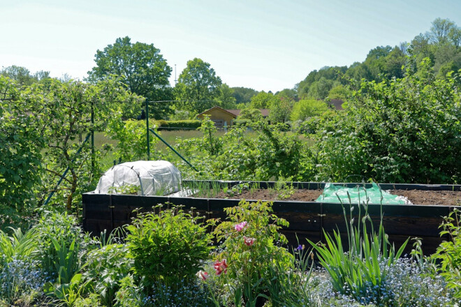 Hochbeet im Kleingartenpark Tuching in Freising